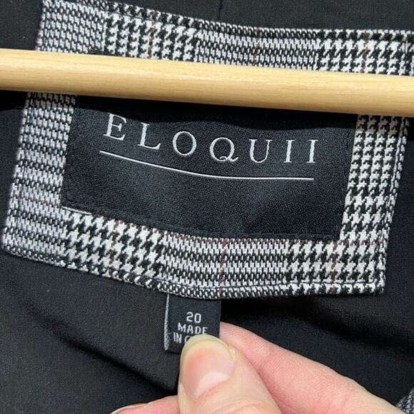 Eloquii Black White Collared Professional Houndstooth Blazer Jacket Plus Size 20 - Picture 6 of 8